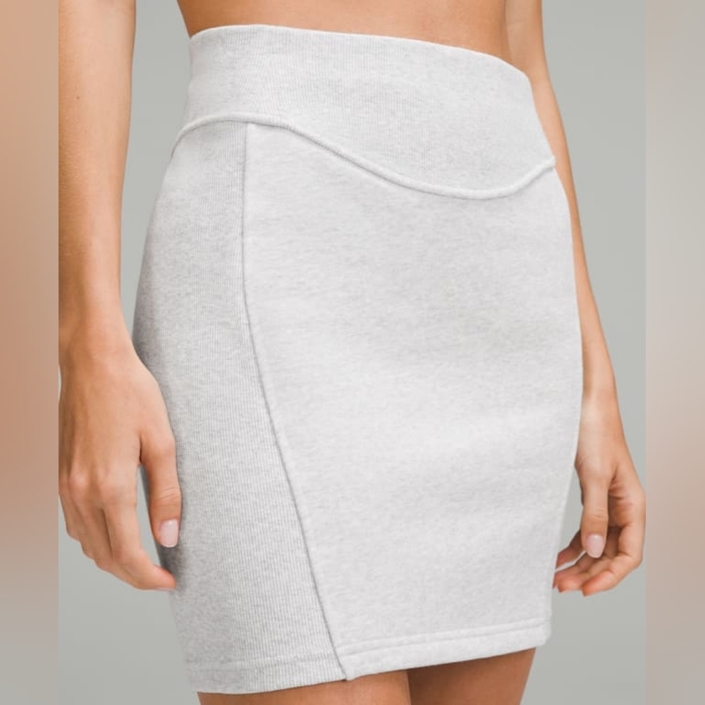 Heathered Light Grey High Rise Scuba Mini Skirt